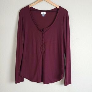 Old Navy Maroon Long Sleeve Ribbed Shirt